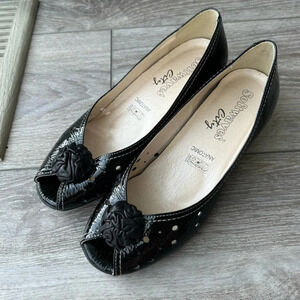 Softwaves Patent Leather Peep  Toe Kitten Heel Shoes